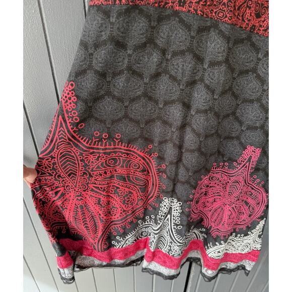 Desigual Womens Dress L Black Floral Mandala Viscose Blend Belted Fit Flare - Picture 6 of 11